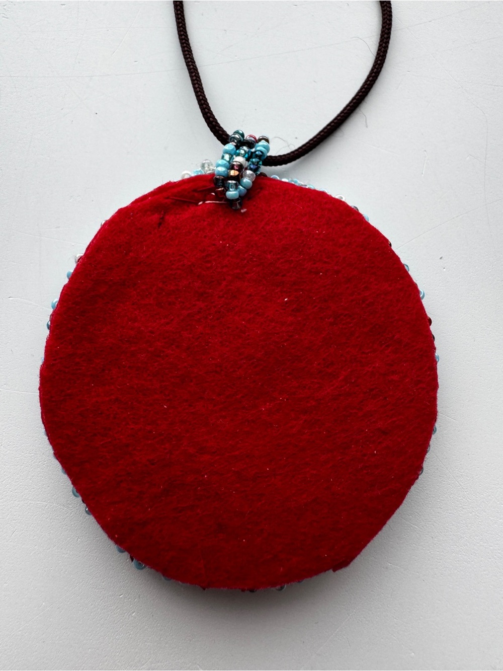 Handcrafted Turquoise & Red Beaded Pendant Necklace with Cord Necklace - Picture 2 of 3